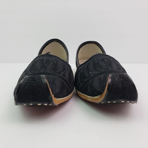 Step n Style Zari Khussa Mens Size 7 Black Leather Handmade Loafer Shoes